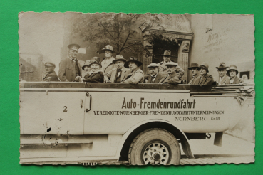 AK Nürnberg / 1920-1930er Jahre / Foto / St. Lorenz / Auto Frendenrundfahrt / Vereinigte Frendenrundfahrtunternehmungen / Touristen Bus Omnibus Fremdenführer